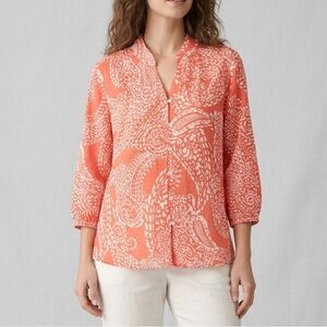 Chico’s Coral Paisley Blouse 🧡